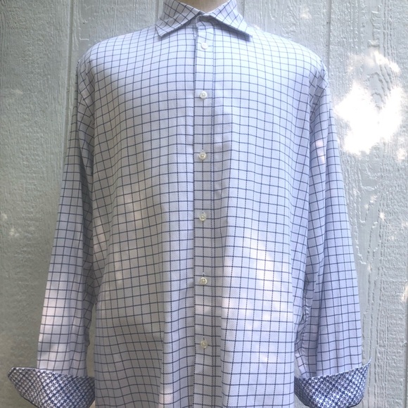 EUC PRONTO UOMO MENS XL GRID BUTTON-UP FLIP CUFF - Picture 2 of 6